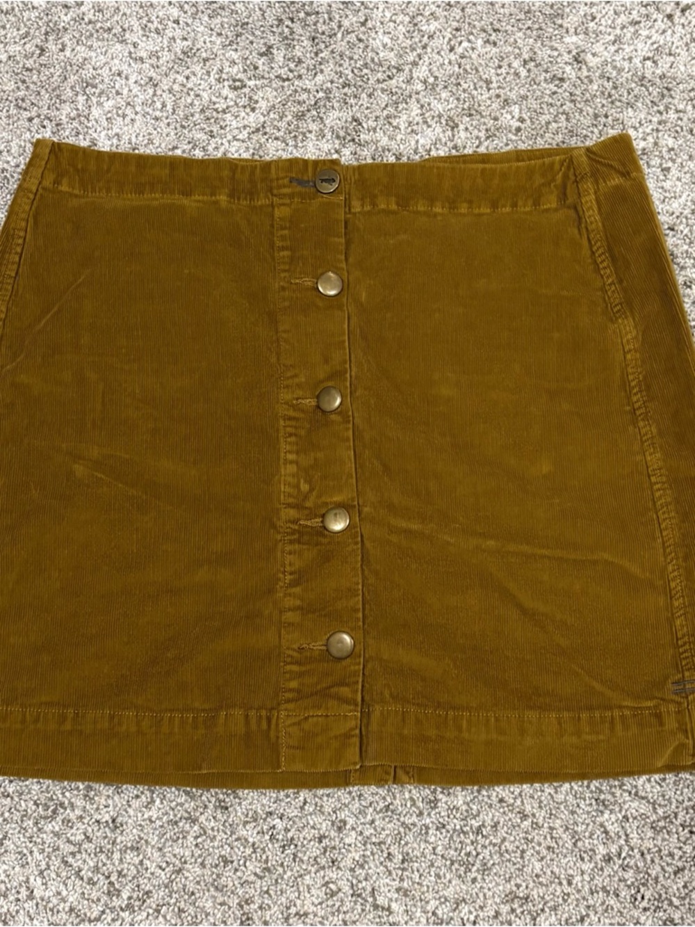 Toad&Co Mustard Corduroy Button-Front Mini Skirt Size 6